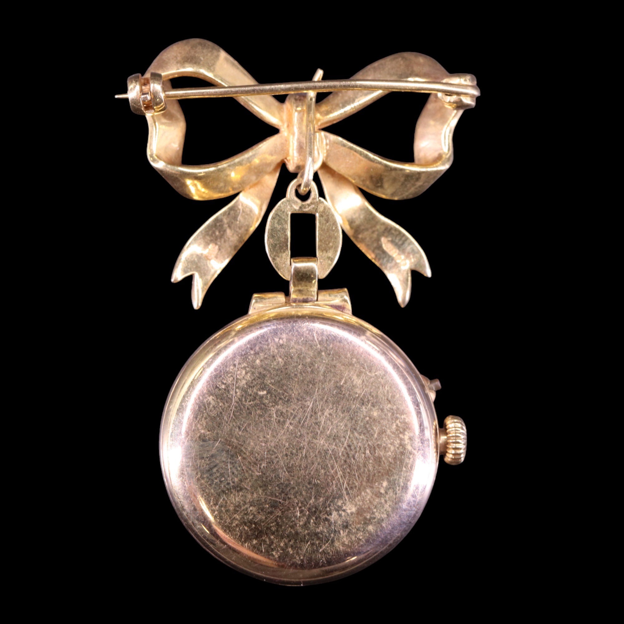 An antique lady's 9 ct gold fob watch, having a crown-wound and pin-set movement, its circular - Image 2 of 2