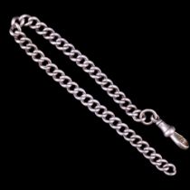 A late 19th / early 20th Century silver curb-link watch chain, 21.5 cm, 17 g