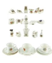 A collection of Crested China including Carlisle, Silloth, Brampton, etc, tallest 14 cm