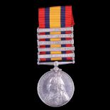 A Queen's South Africa Medal with five clasps to 5808 Pte R Richardson, The 1st Battalion Border