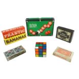 A group of vintage games including a 1986 Matchbox Rubik Magic Puzzle, Snookered, etc