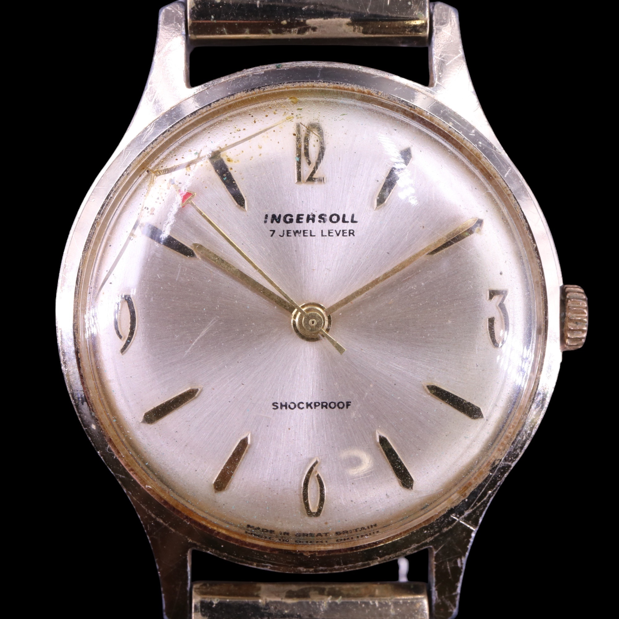 A vintage Ingersoll gold-plated wristwatch, having a crown-wound 7-jewel movement, radially