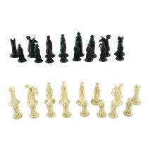 A composition medieval knights chess set and spares, Kings 6.5 cm