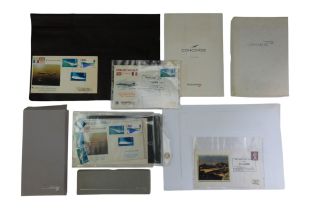A group of British Airways Concorde stationary including letterheaded paper and envelopes, a pen,