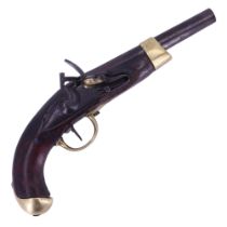 A Napoleonic French AN XIII flintlock cavalry pistol manufactured at Charleville and dated 1809