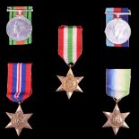 Six Second World War British campaign medals including Atlantic and Italy Stars