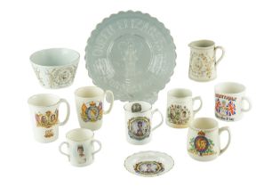 A quantity of royal commemorative ceramics including a Queen Victoria 1887 Jubilee cream jug