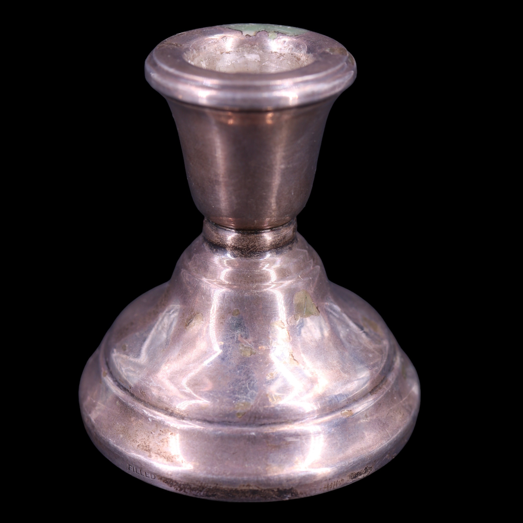 A pair of 1977 silver candle stands, 6.5 cm, 185 g, (loaded) - Image 2 of 3