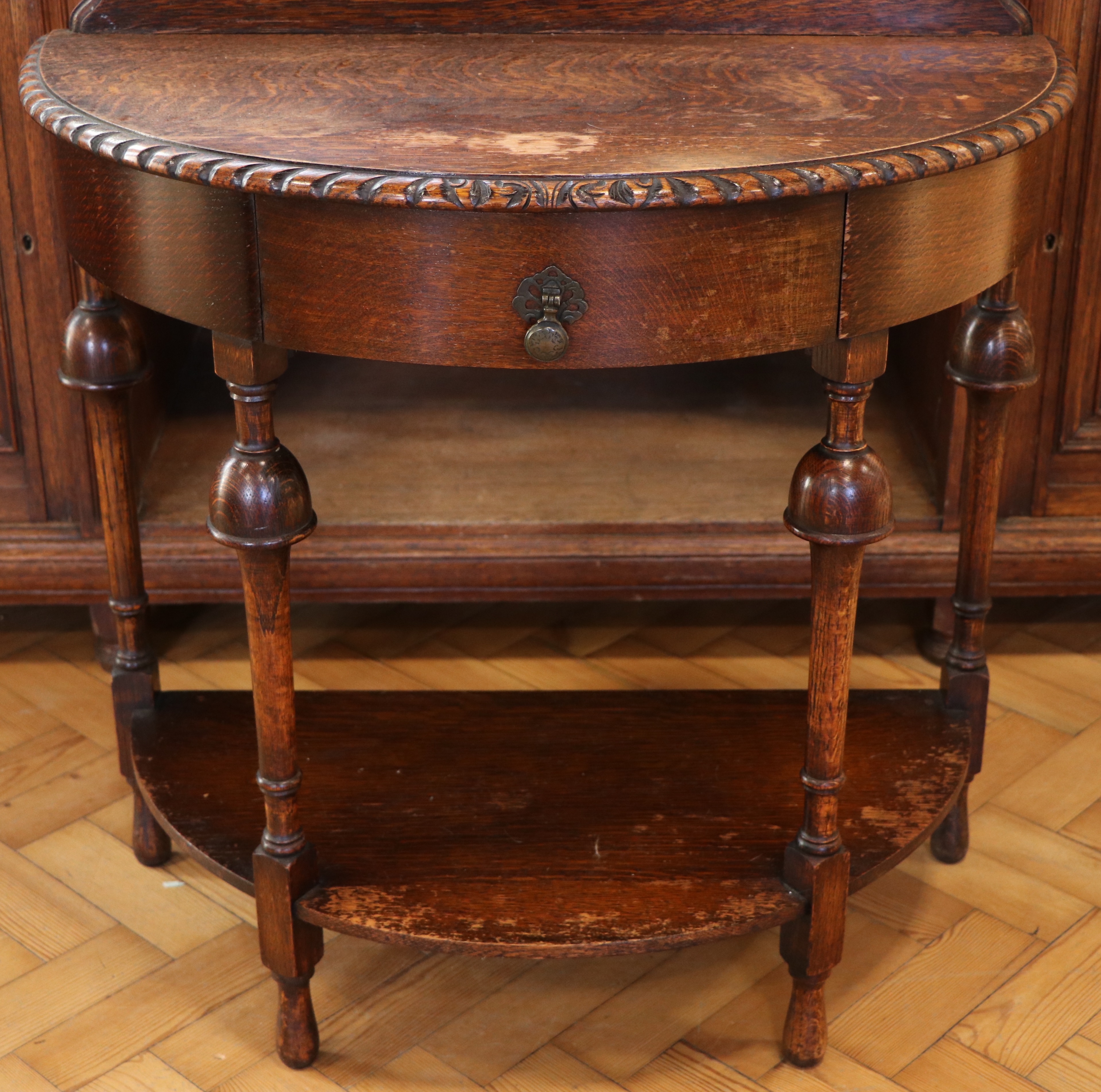 A George V oak side or telephone table, circa 1930, 77 cm x 76 cm high