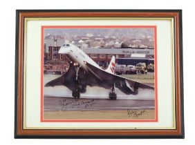 [Autograph] A framed British Airways Concorde photograph signed by Mike Bannister (Cheif Concorde