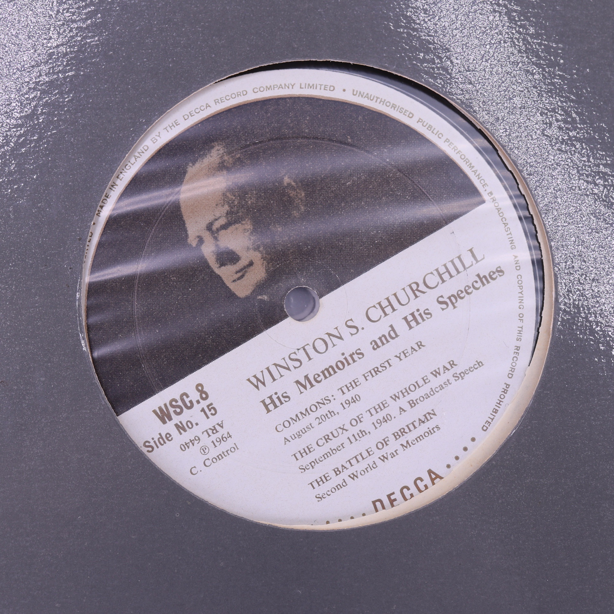 A 12-disc set of "Winston S Churchill, His Memoirs and His Speeches" 33 rpm vinyl records, Decca, - Image 9 of 13