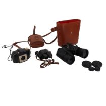 A cased pair of 1940s 8x binoculars together with a pair of Zenith 10 x 50 binoculars and a Kodak