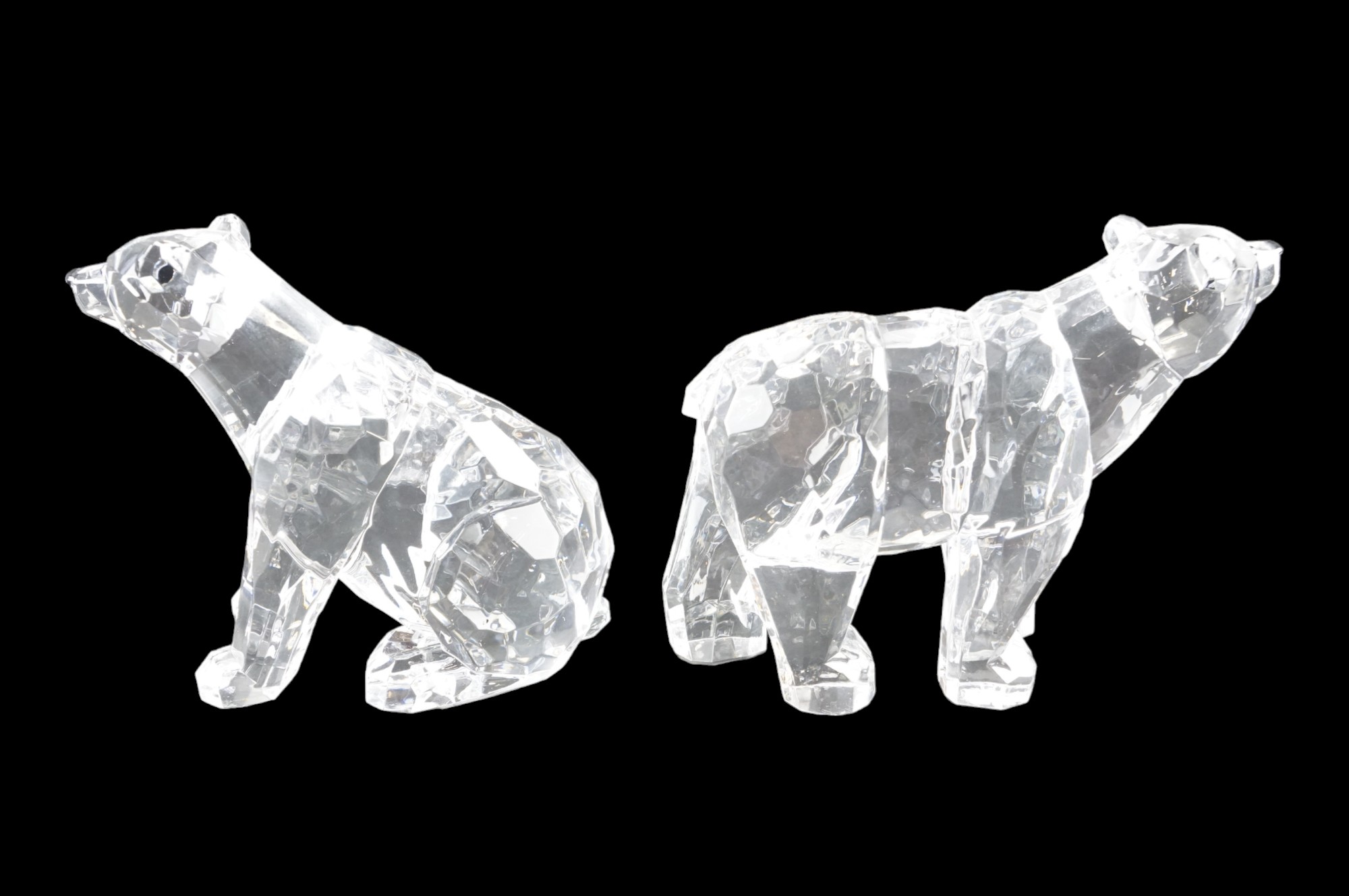 Two Swarovski style resin polar bear shop display figurines, tallest 12 cm - Image 2 of 2