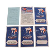 Four 1940s Empire Pool Wembley Ice Hockey matchday programmes including England, Wembley Lions,