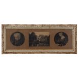 A montage depicting William Wordsworth, his wife Mary and Rydal Mount in Ambleside, lithographic