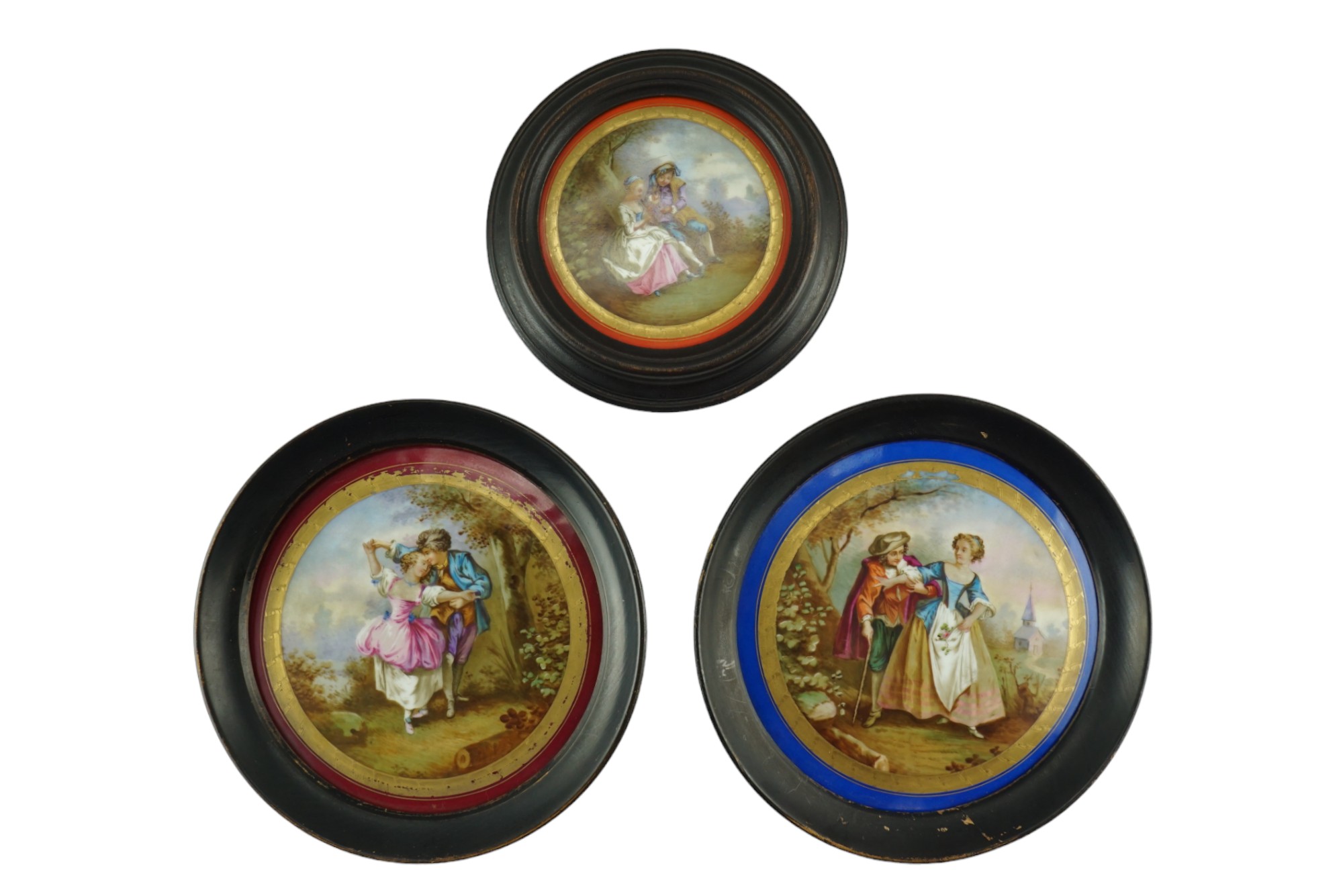 A pair of late 19th / early 20th Century Berlin / Vienna style enamelled porcelain plaques, each