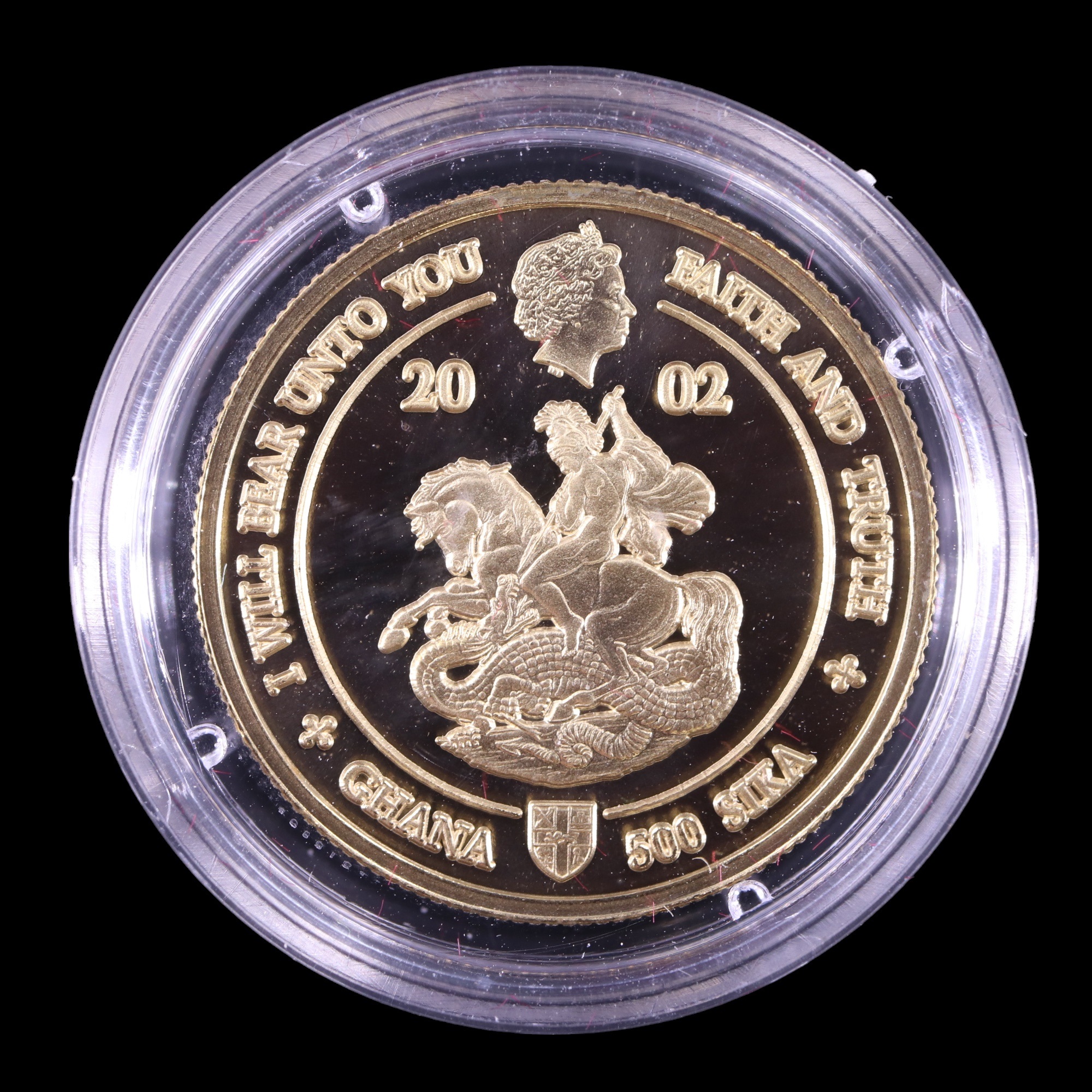 A cased Bank of Ghana 9 ct gold royal commemorative 2002 golden jubilee 500 sika proof coin, limited - Image 3 of 5