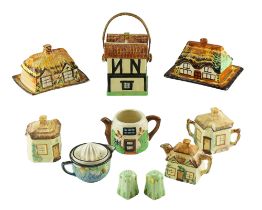 A group of Keele St Pottery Co Ltd and other cottage ware, together with a vintage Japanese lemon