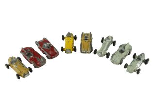 A group of diminutive painted diecast toy cars, including Jaguar, Mercedes, etc, early-to-mid 20th