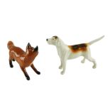 Two Beswick figurines of a fox and a hound, tallest 7 cm