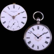 An early 20th Century white-metal slender open-faced pocket watch, having a key-wound movement,