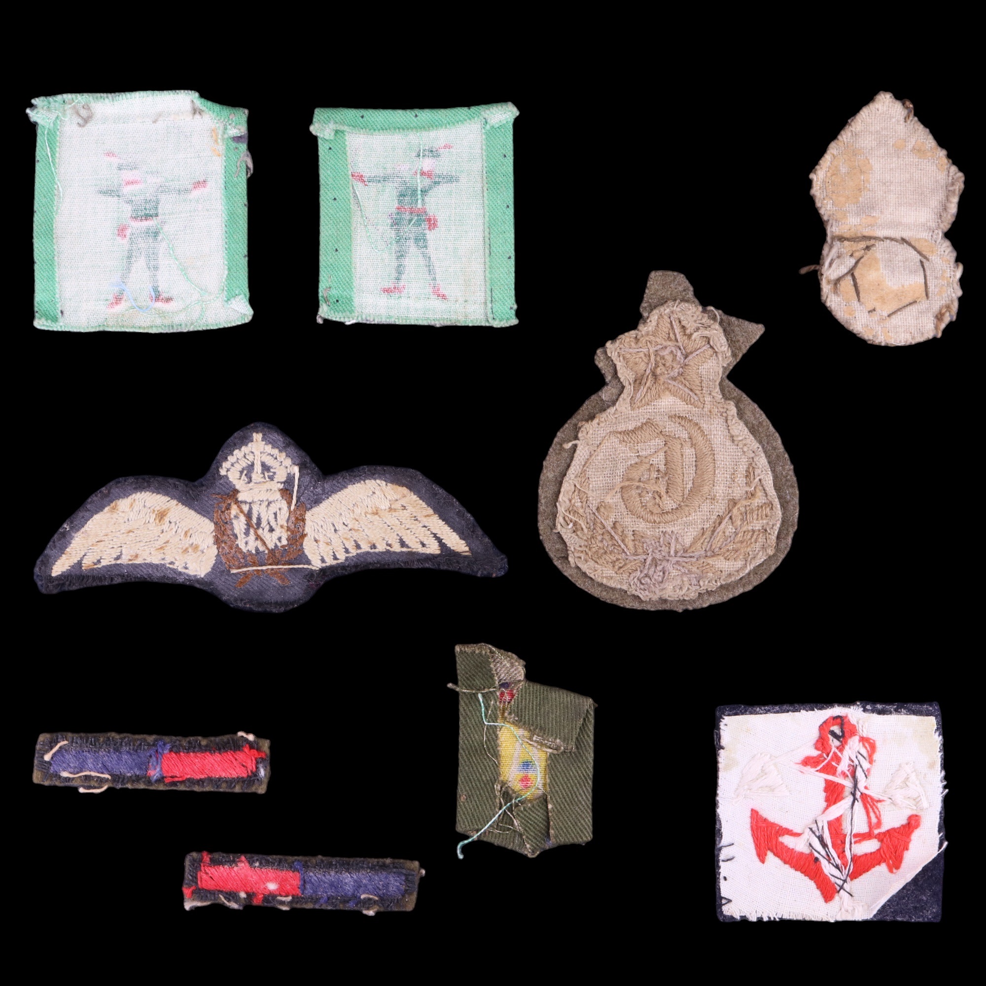 A small group of Second World War British military cloth insignia including RAF pilot's wings, arm - Image 2 of 2