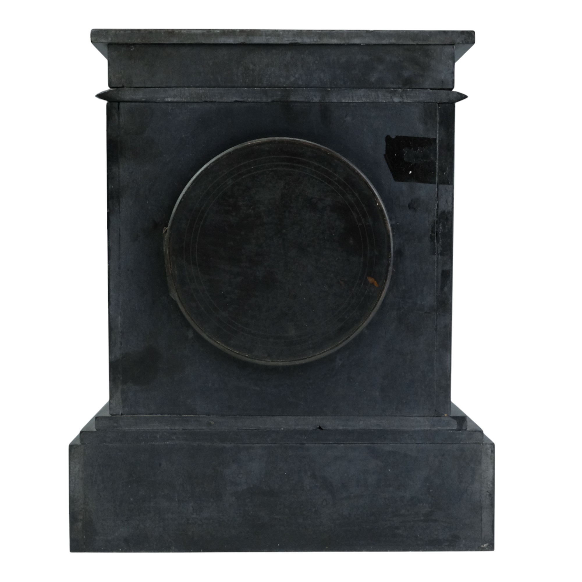 A Victorian parcel-gilt polished slate and red marble mantle clock having a single train movement, - Image 3 of 5