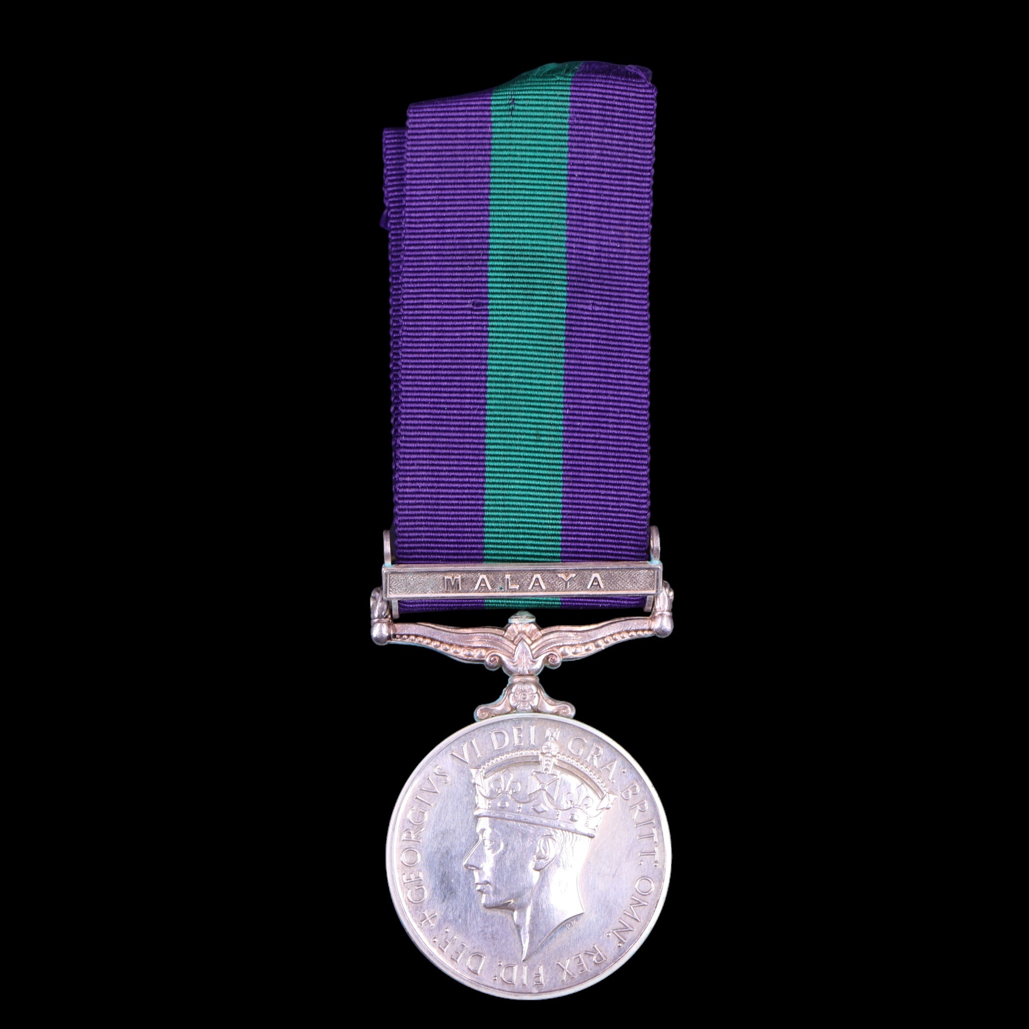 A General Service Medal with Malaya clasp to 19032033 Pte B Byers, Devonshire Regiment