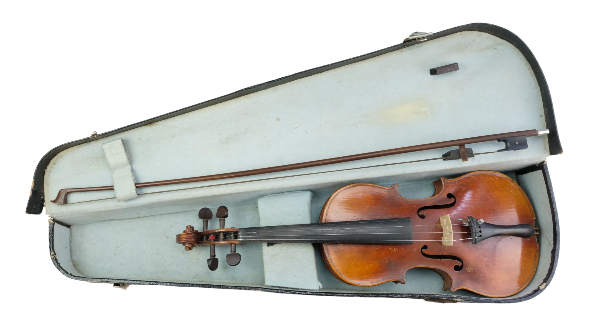 A violin having a two-piece back bearing a spurious label "Antonius Stradivarius Cremonensis - Image 2 of 3