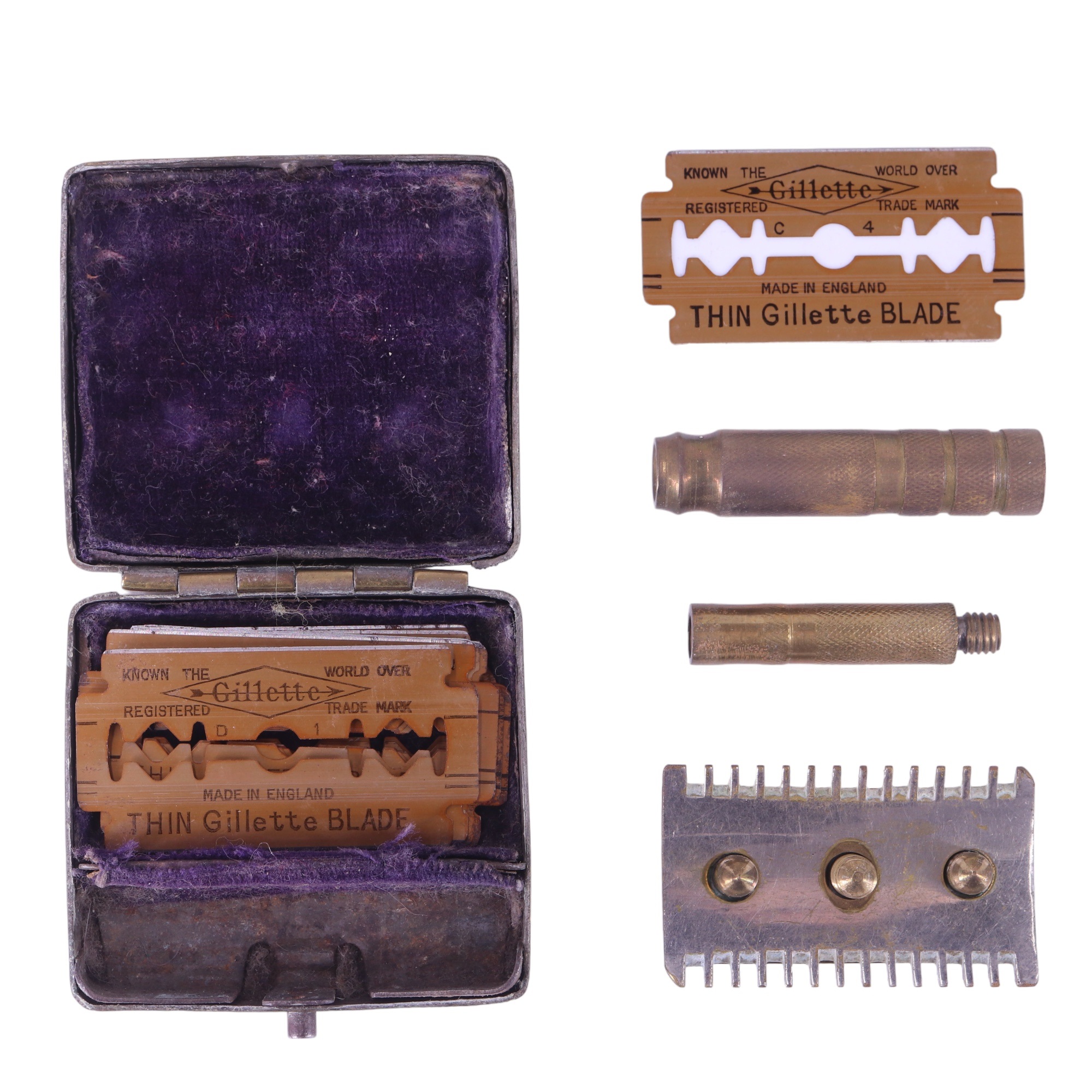 An early 20th Century travel razor and match case, each bearing an applied Northumberland - Image 2 of 3