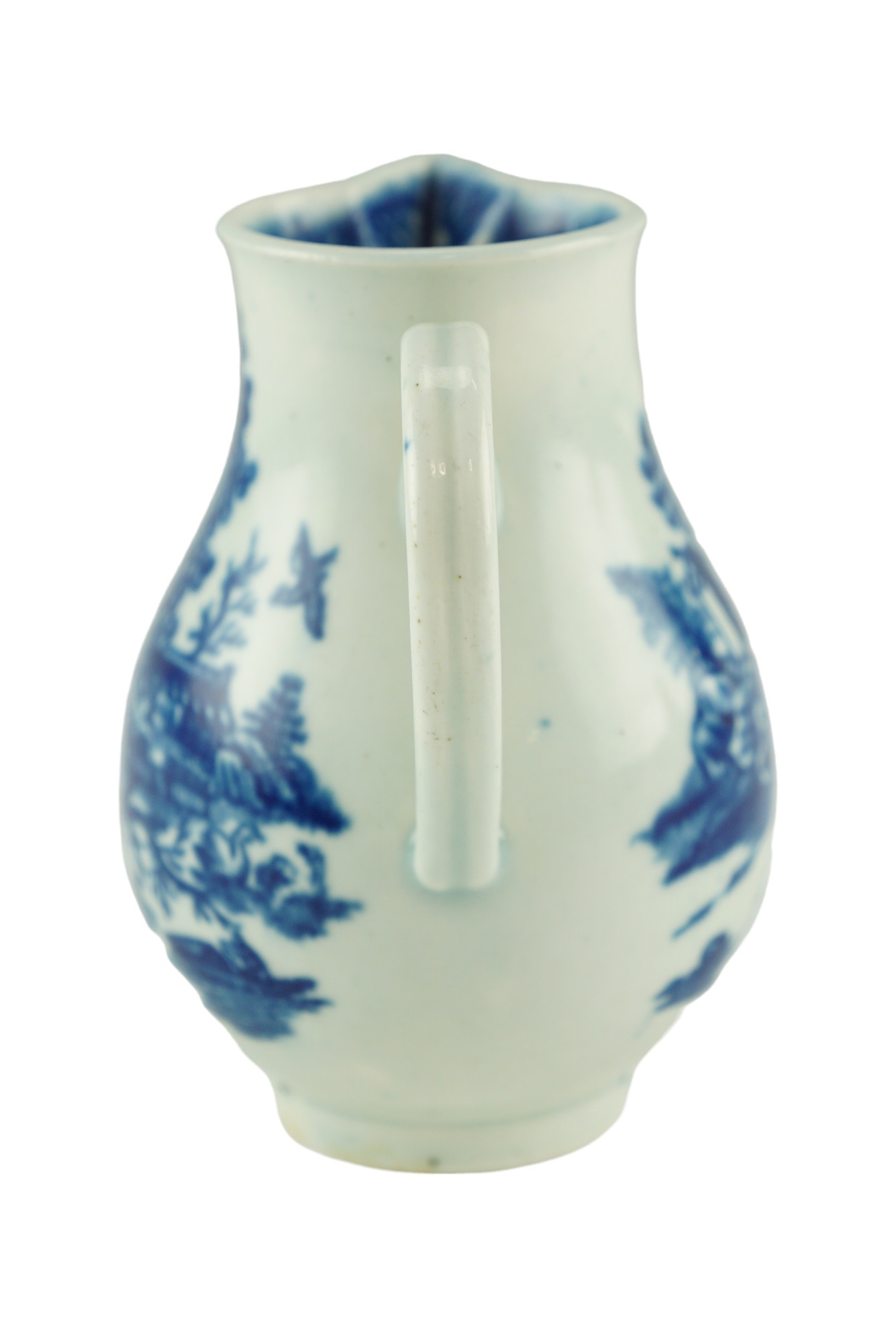 A late 18th Century Worcester blue-and-white sparrow beak baluster cream jug, circa 1760, 9.5 cm - Image 4 of 6
