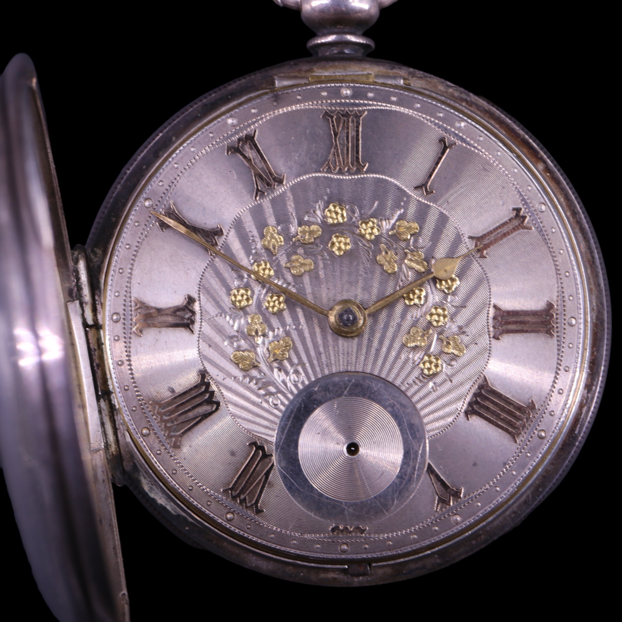 Two Victorian silver pocket watches, each having engraved silver faces with gold numerals, - Image 4 of 8