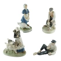 Four Royal Copenhagen figurines: Goat Herder, Shepherd etc, tallest 24 cm