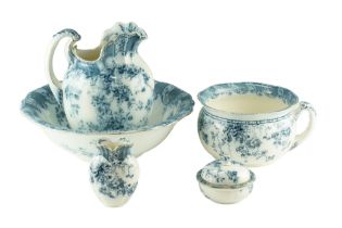 A Royal Doulton "Kew" wash set comprising a wash jug and basin, a lidded soap dish, chamber pot