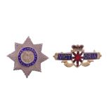 Cheshire Regiment sweetheart and Queen Victoria diamond jubilee brooches