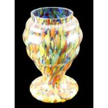 A millefiori / splatter style glass vase, circa 1930s, 13.5 cm