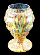 A millefiori / splatter style glass vase, circa 1930s, 13.5 cm