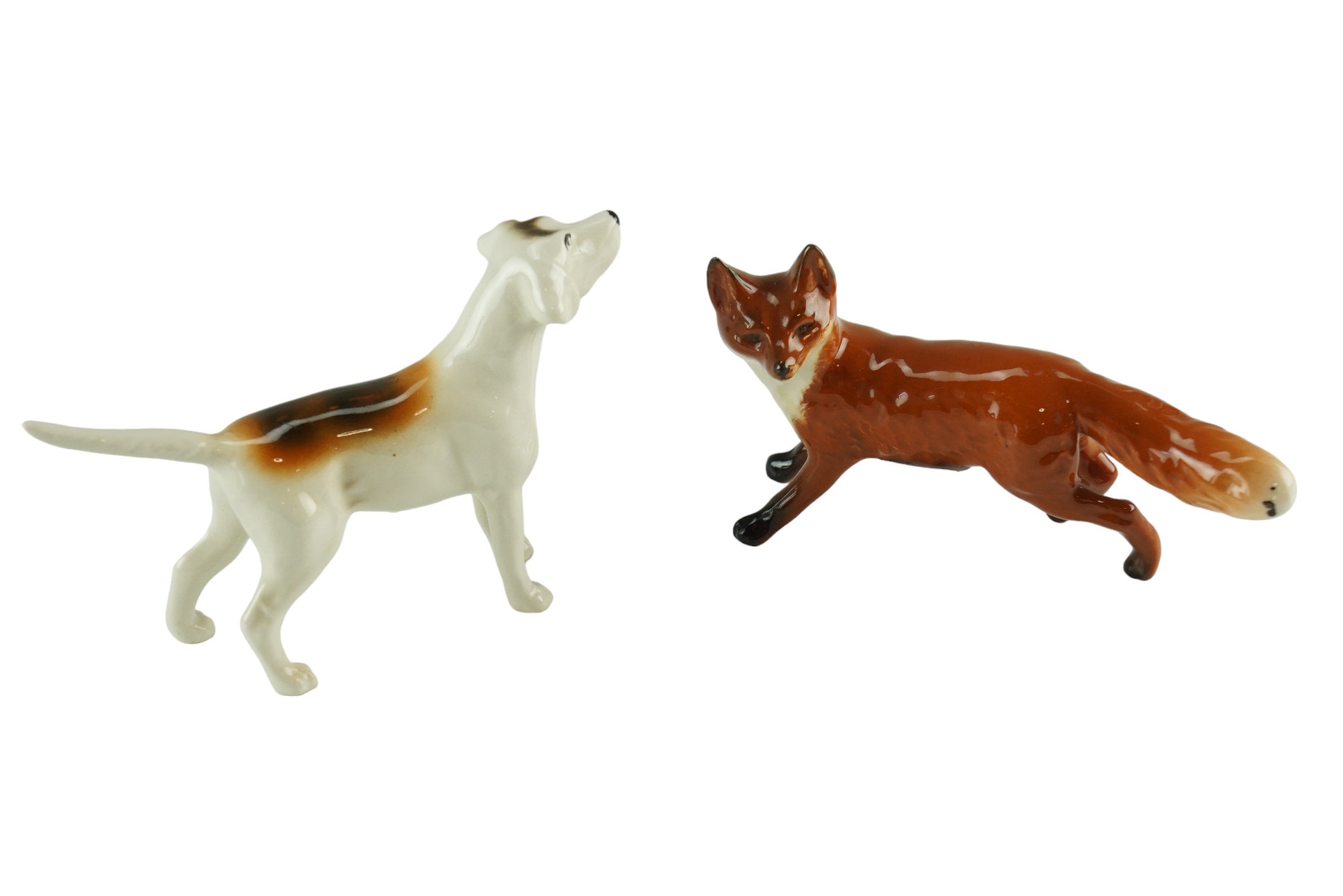 Two Beswick figurines of a fox and a hound, tallest 7 cm - Image 2 of 2