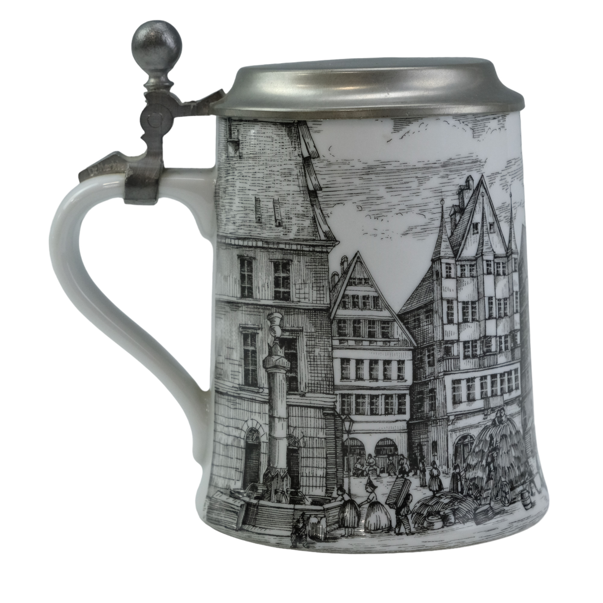 An official Mercedes-Benz traditional German pewter-mounted porcelain beer stein, circa 1990, 15 cm - Image 3 of 4