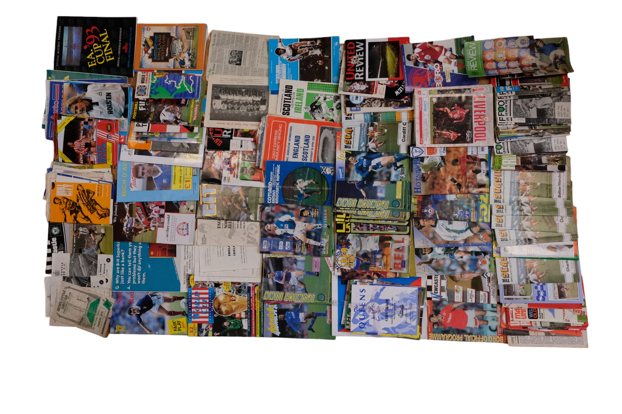 A quantity of football league match day programmes together with Football Association cup final