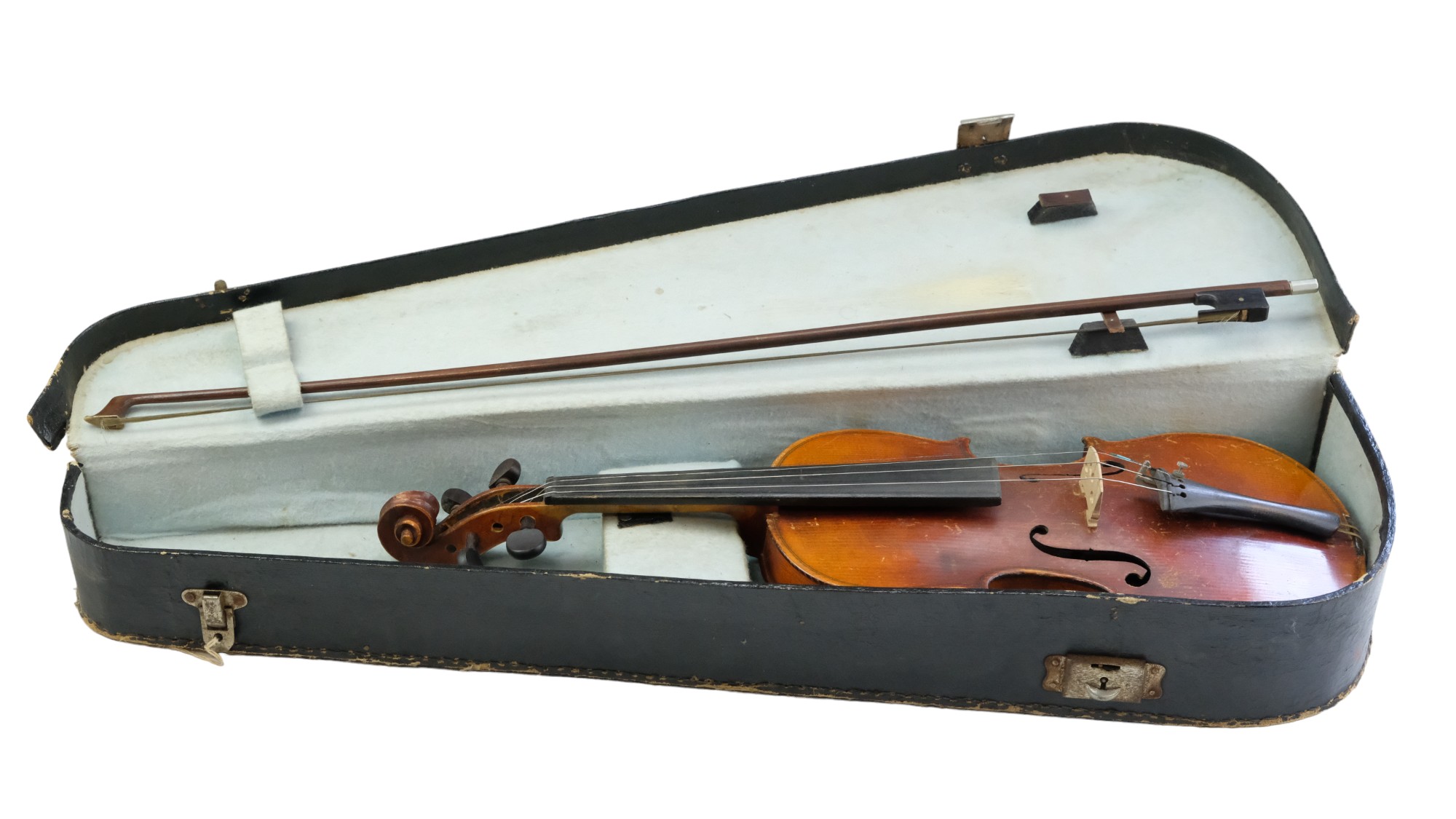 A violin having a two-piece back bearing a spurious label "Antonius Stradivarius Cremonensis