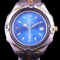 An Oskar Emil Series 3000 stainless steel wristwatch, having a quartz movement, blue face,