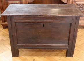 A 17th Century and later joined oak bedding chest, 51 cm x 107 cm x 69 cm