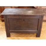 A 17th Century and later joined oak bedding chest, 51 cm x 107 cm x 69 cm