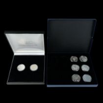 The Queen's 80th Birthday minting error coin set together with six silver GB commemoratives