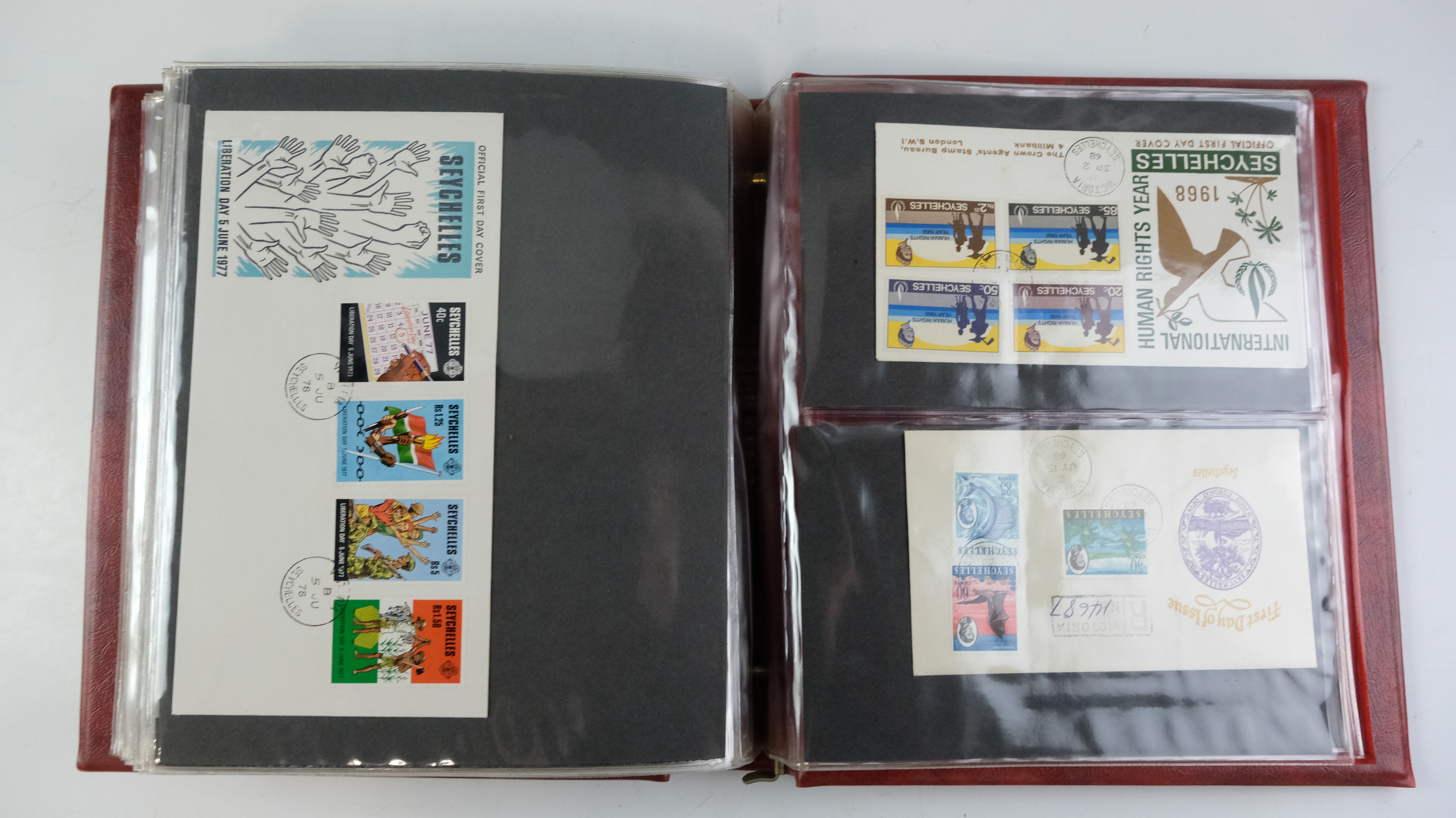 A large quantity of albums containing various world stamp covers including royal commemoratives, - Image 126 of 154