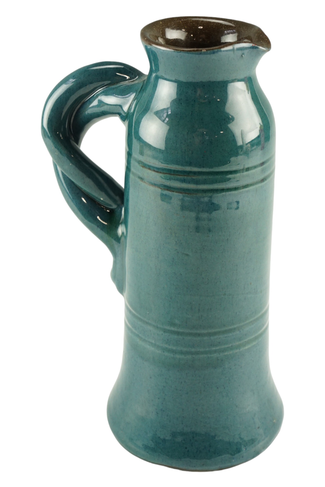 An early 20th Century Schofield of Wetheriggs, Penrith glazed earthenware jug of slender elongated - Image 2 of 3