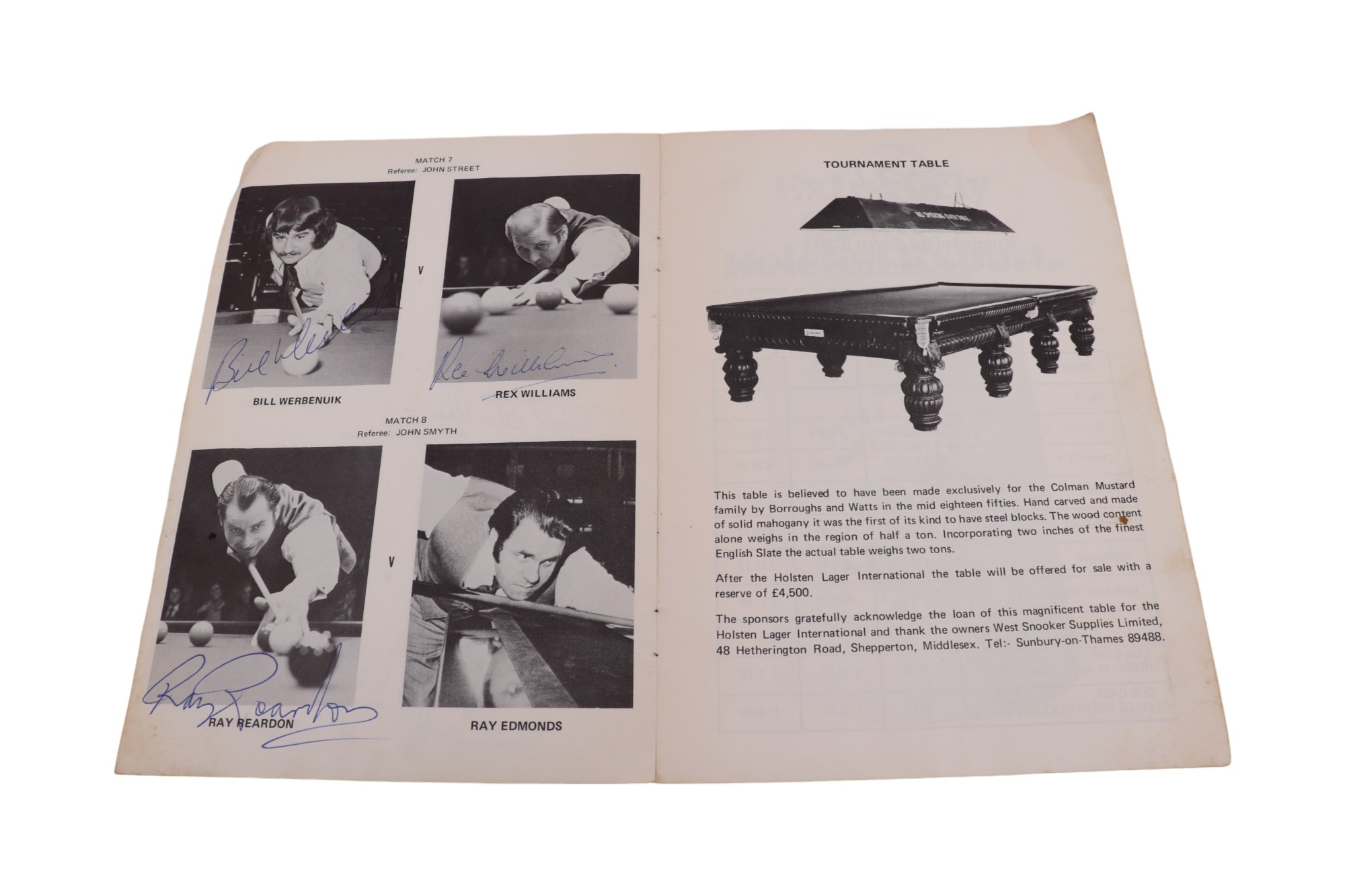 [ Autograph ] A 1979 Holsten Lager International Snooker Tournament souvenir programme bearing - Image 4 of 4