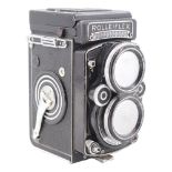 A Franke & Heidecke Rollieflex 2.8 F twin-lens camera, having Zeiss Planar 1:2.8 F+80 mm and