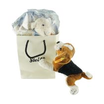 A 2005 Steiff Baby Lamb, as-new in original bag, together with a similar dog, latter 21 cm